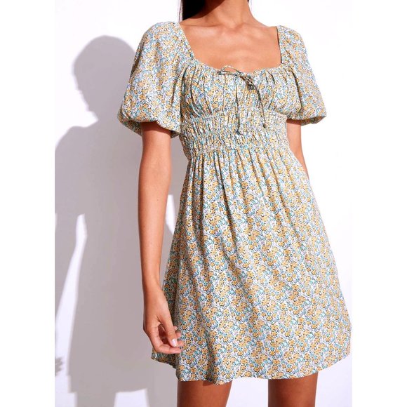 Faithfull the Brand Sylvie Mini Dress Sabinosa Floral Print in Luxe Rayon Fabric - Picture 2 of 7